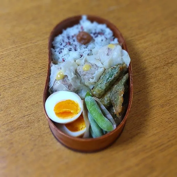 Snapdishの料理写真:6月26日お弁当
シュウマイ
味玉
枝豆
オクラの唐揚げ|シロクマさん