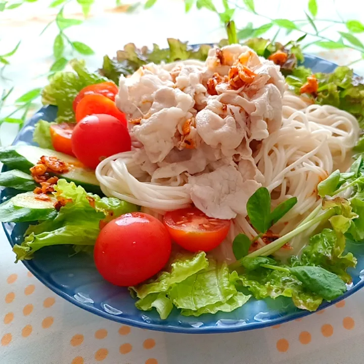 豚しゃぶ冷製豆乳そうめん|小豆🌼さん