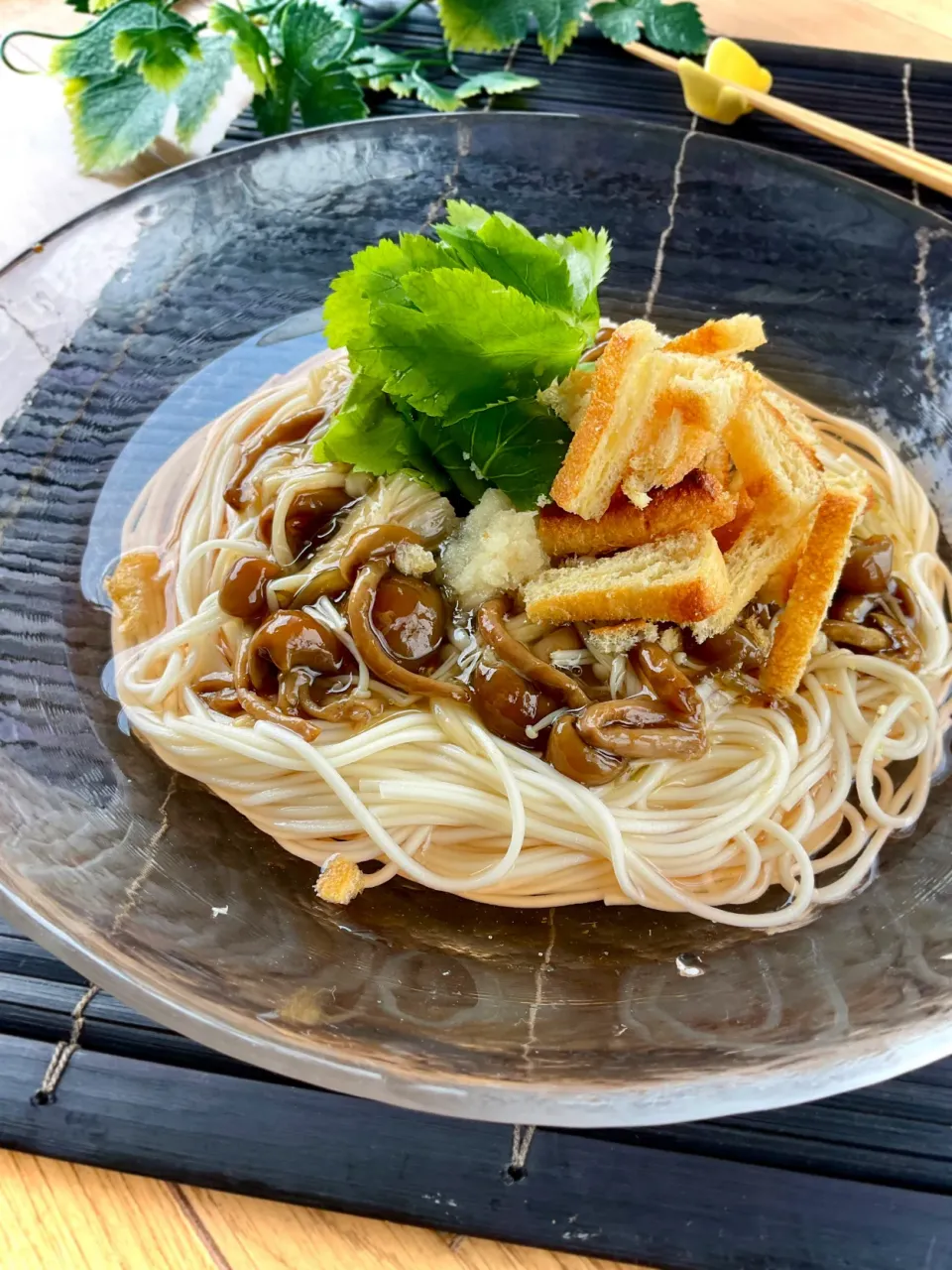 きのこ&塩昆布noあんかけそうめん|スイーツポテトさん