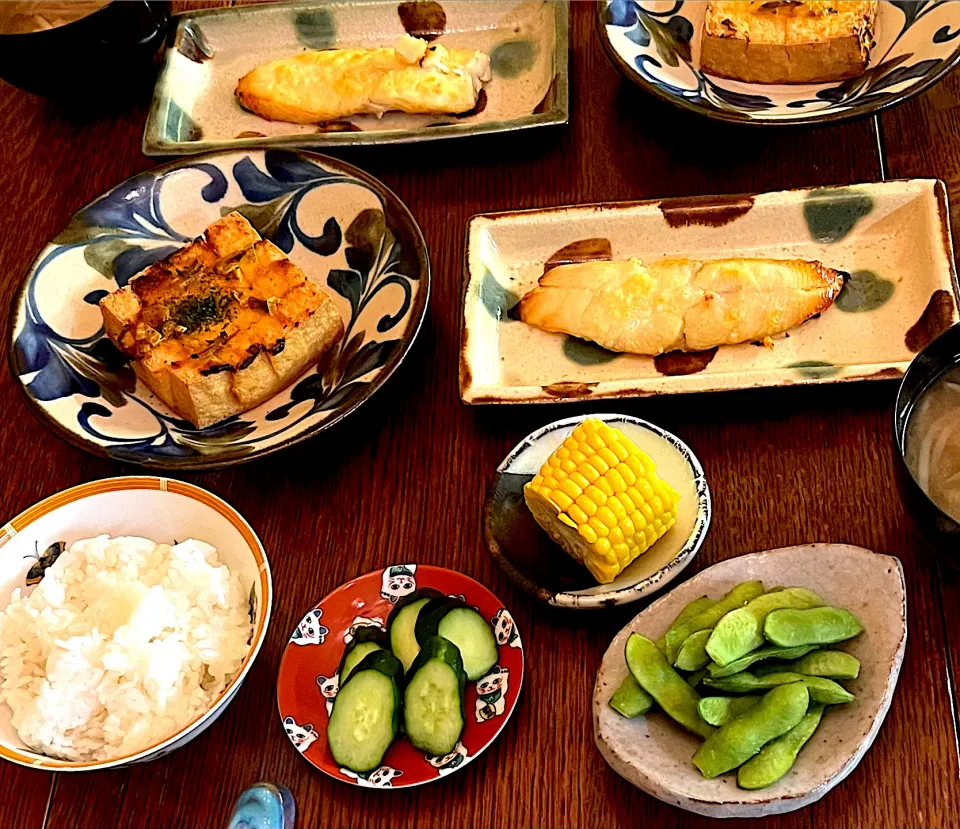 晩ごはん♯厚揚げネギ味噌♯かます西京漬焼き|小松菜さん