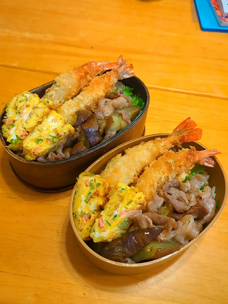 エビフライド～ン&ナスと豚肉の照り焼き弁当|さやかさん