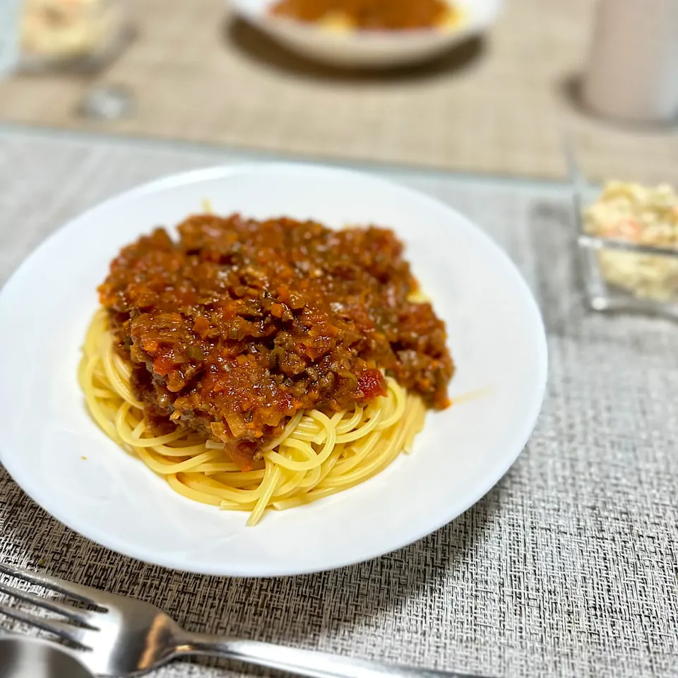 Snapdishの料理写真:作り置きにも！ミートソースパスタ|Mokamiさん