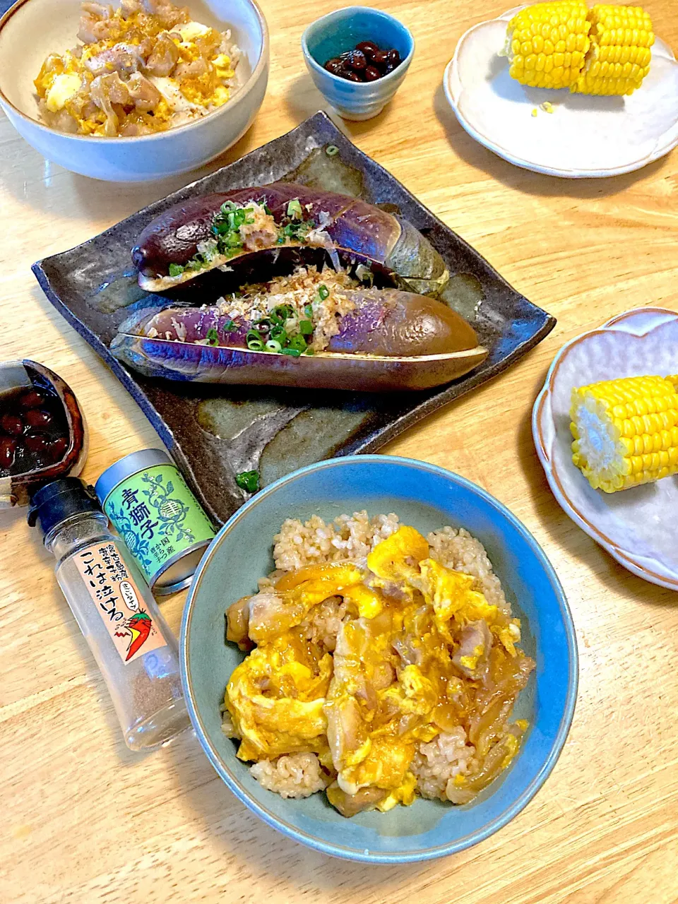 四つ星レンジでレンチン五分とうもろこし🌽and蒸しナス。|さくたえさん