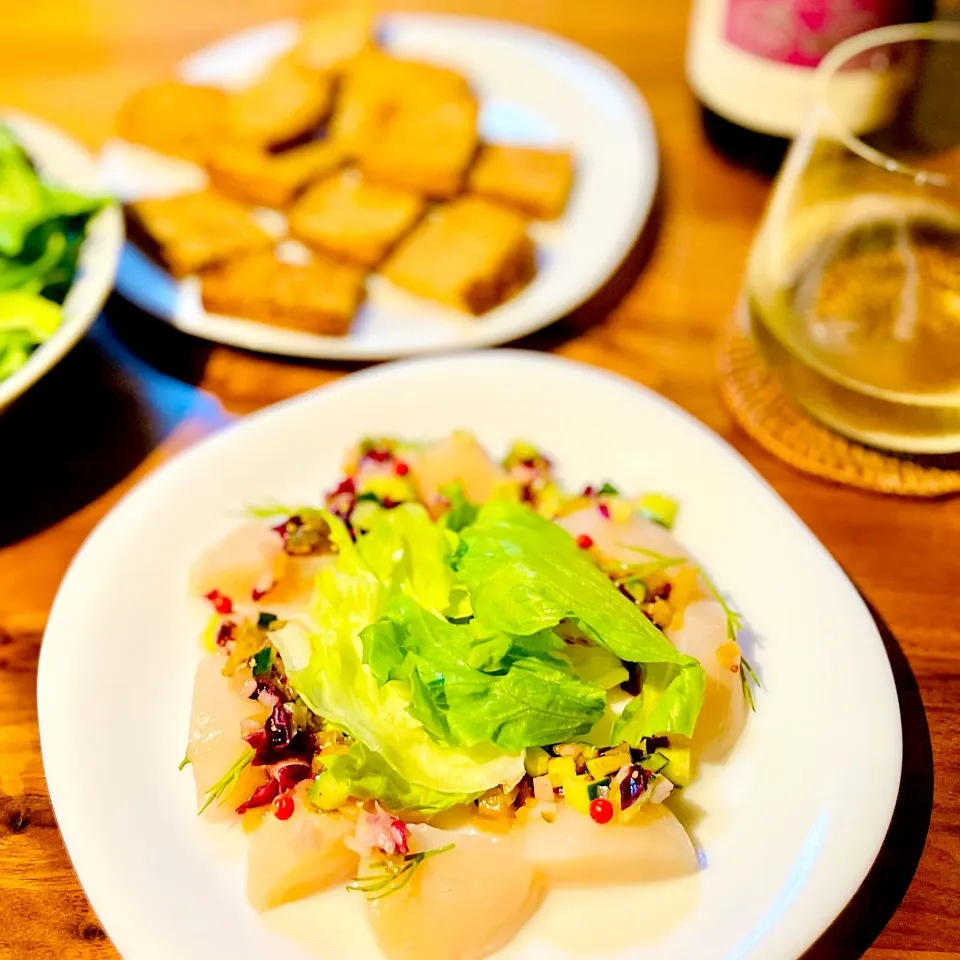 帆立のカルパッチョサラダ　ラヴィゴットソース添え🇫🇷 Scallop Carpaccio Salad w/ Ravigote  Sauce|アッコちゃん✨さん