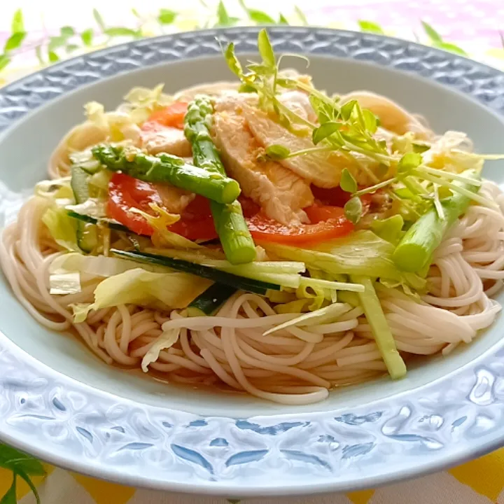 Snapdishの料理写真:そうめんDE冷やし中華|小豆🌼さん