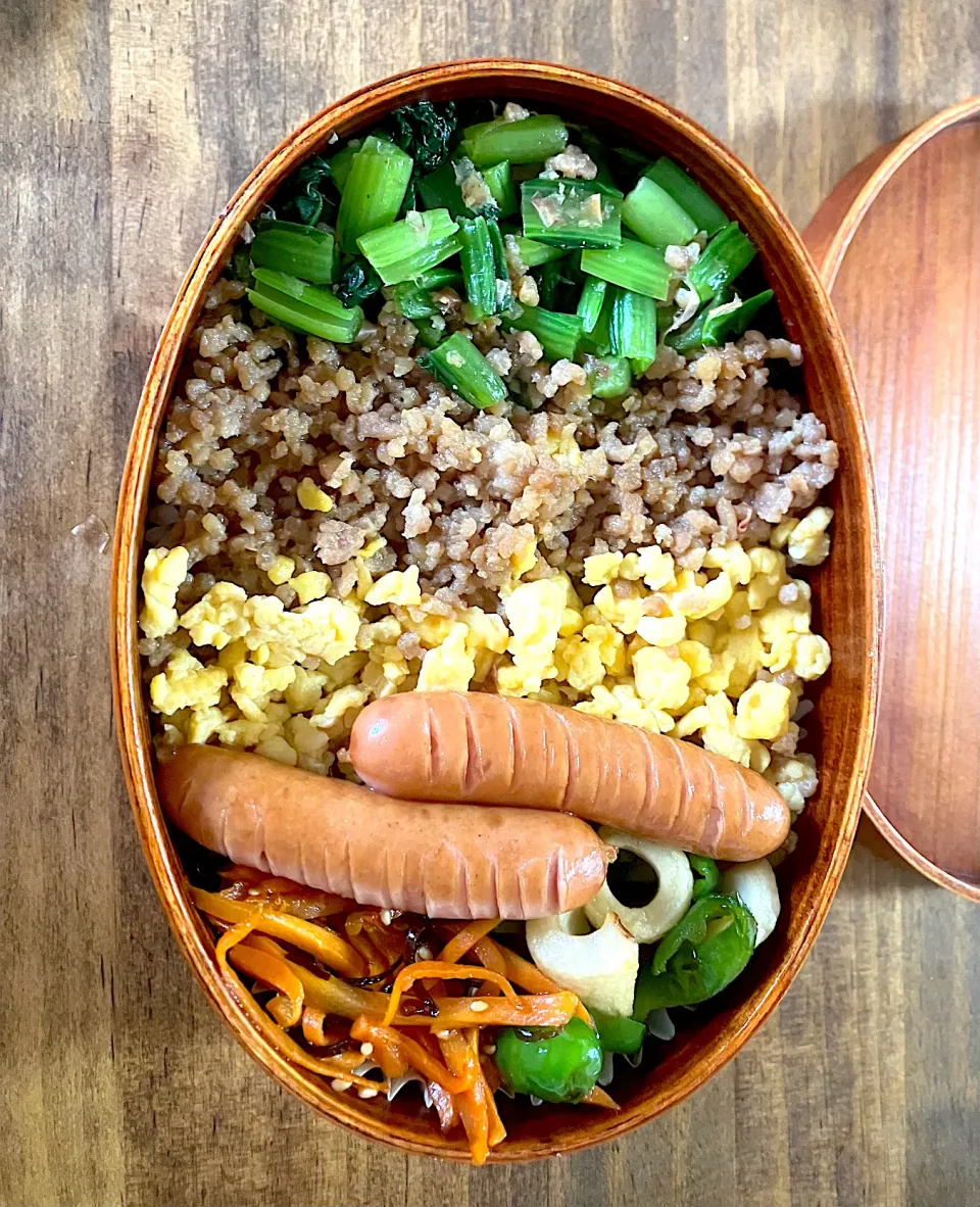 Snapdishの料理写真:そぼろ丼弁当|スイカ大好きさん