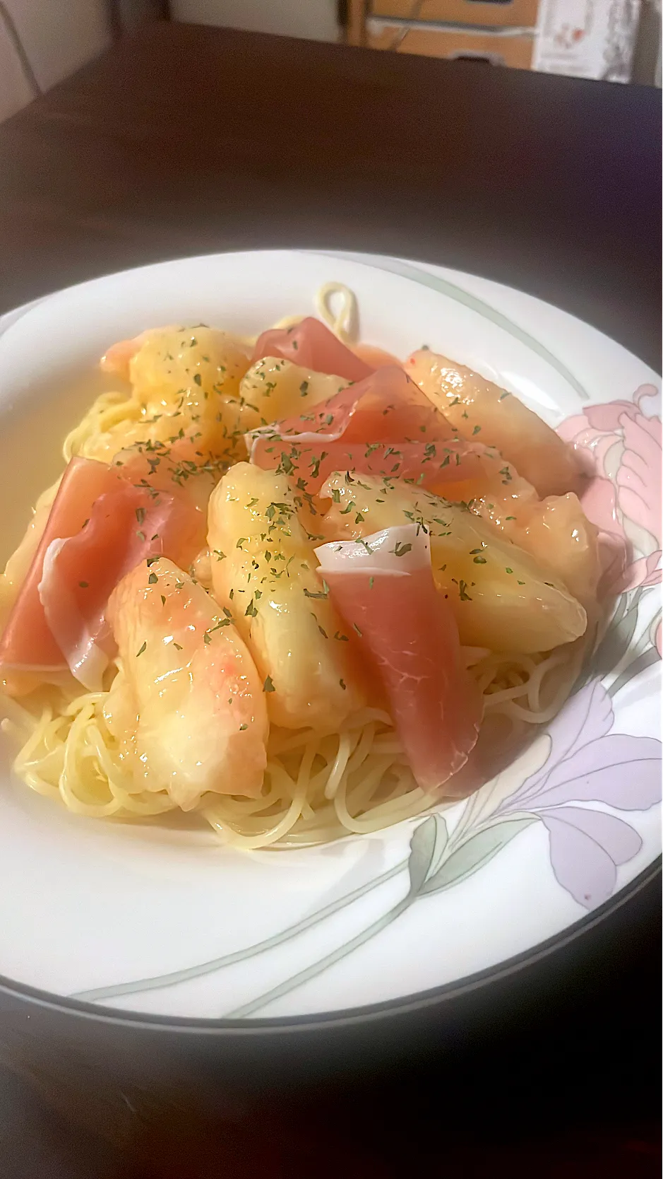 桃の冷製パスタ🍑🧡|Emaの自炊日記さん