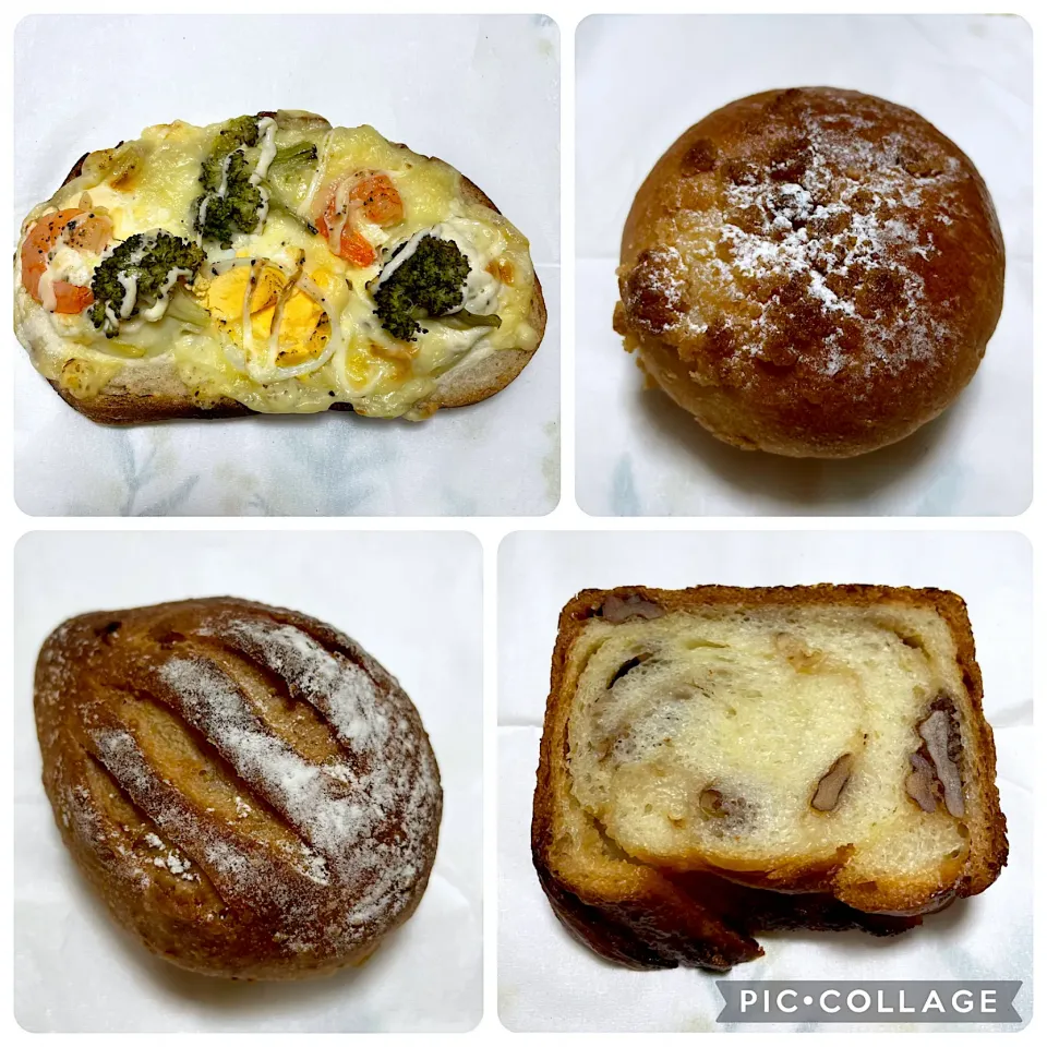 エビと野菜のタルティーヌ、クリームパン、いちじくクリームチーズ、|こいちさん