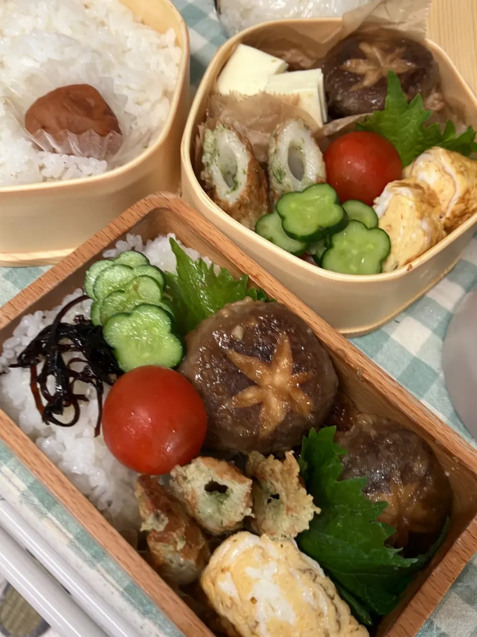 椎茸肉詰めと幸せの四葉弁当|たんぽぽさん