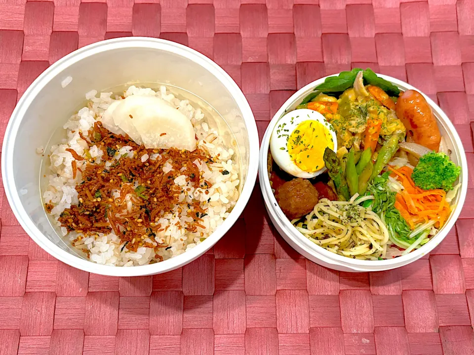 Snapdishの料理写真:中学生息子のお弁当🍱 豚肉のチーズクリームとちりめん山椒ご飯弁当🍱|Snow10さん