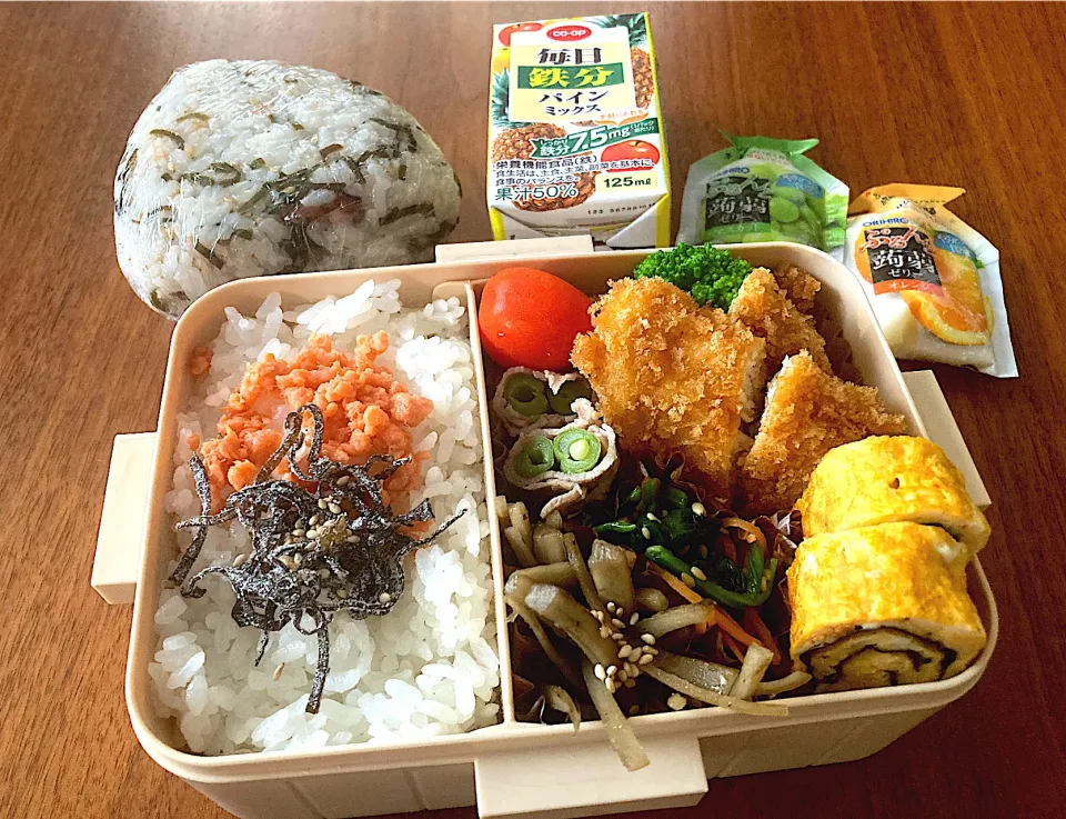 Snapdishの料理写真:7月5日お弁当＆朝練おにぎり|Meimamaさん