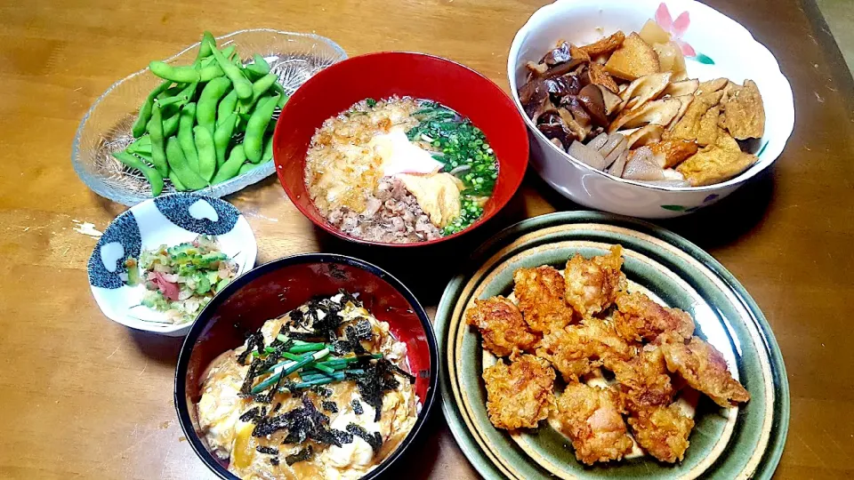 肉うどん定食っぽいある日の晩御飯|🐈⸒⸒⸒⸒つるのダンス🐈🐾さん