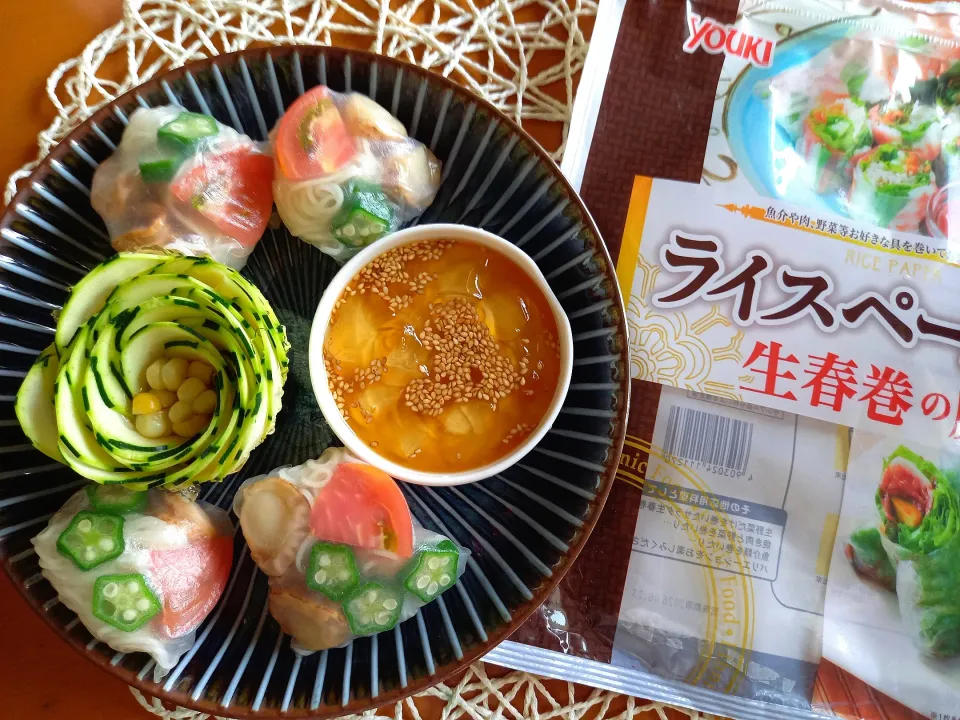 Snapdishの料理写真:ライスペーパーで素麺|ゆずさん