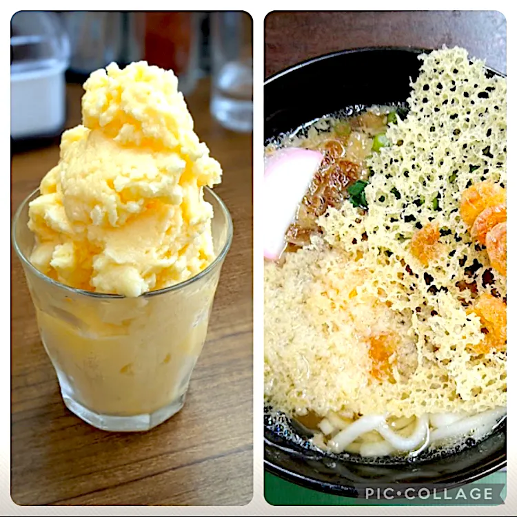 皆ワンセットで頼む【昭和のままのミルクセーキ】と【天ぷらうどん】老舗うどん屋【桃太郎】|🐈⸒⸒⸒⸒つるのダンス🐈🐾さん