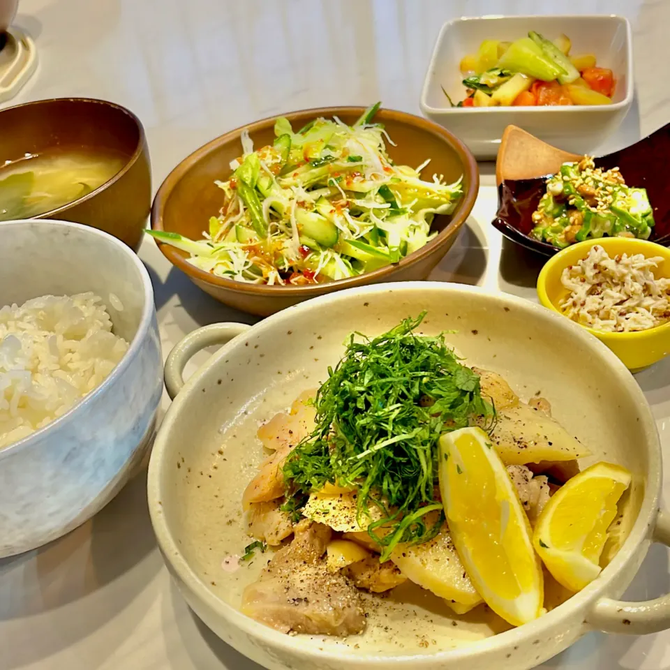 鶏ももと筍の塩レモン炒め。他。|ぎんさん