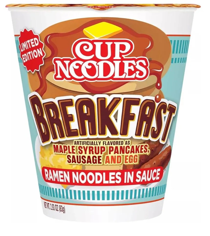 Breakfast cup noodles- pancake, sausage, maple syrup flavor & egg|🌺IAnneさん