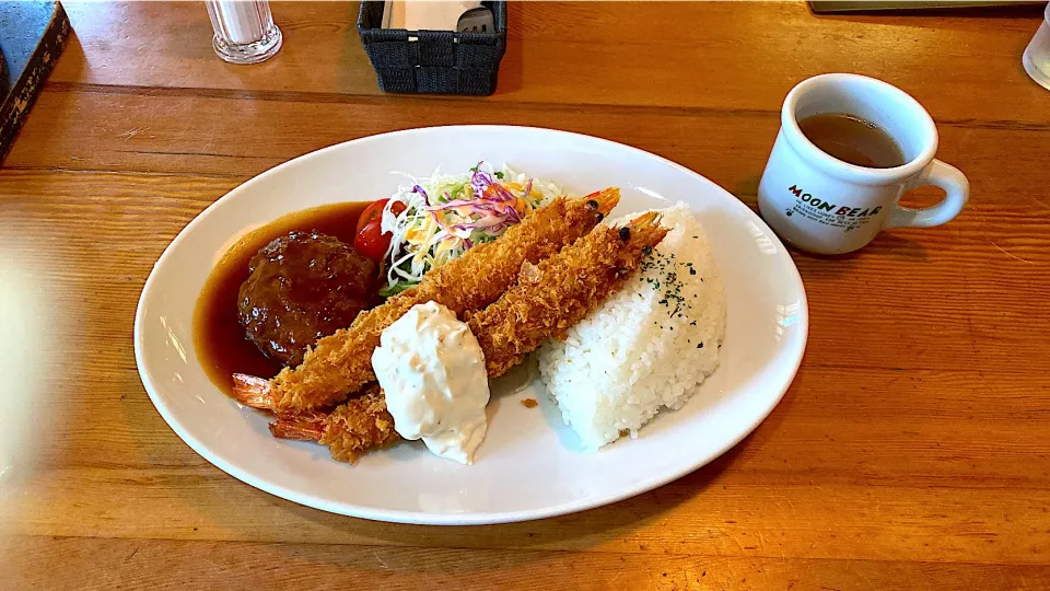 ハンバーグ＆エビフライプレート|みささん