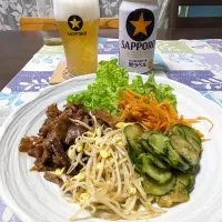 Snapdishの料理写真:ビビンバサンチェ巻 ビールに合う料理|ヒカリーさん