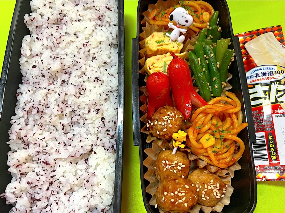 Snapdishの料理写真:高1息子のお弁当🌈7/8(月)☀️さけるチーズ入り|KCoさん