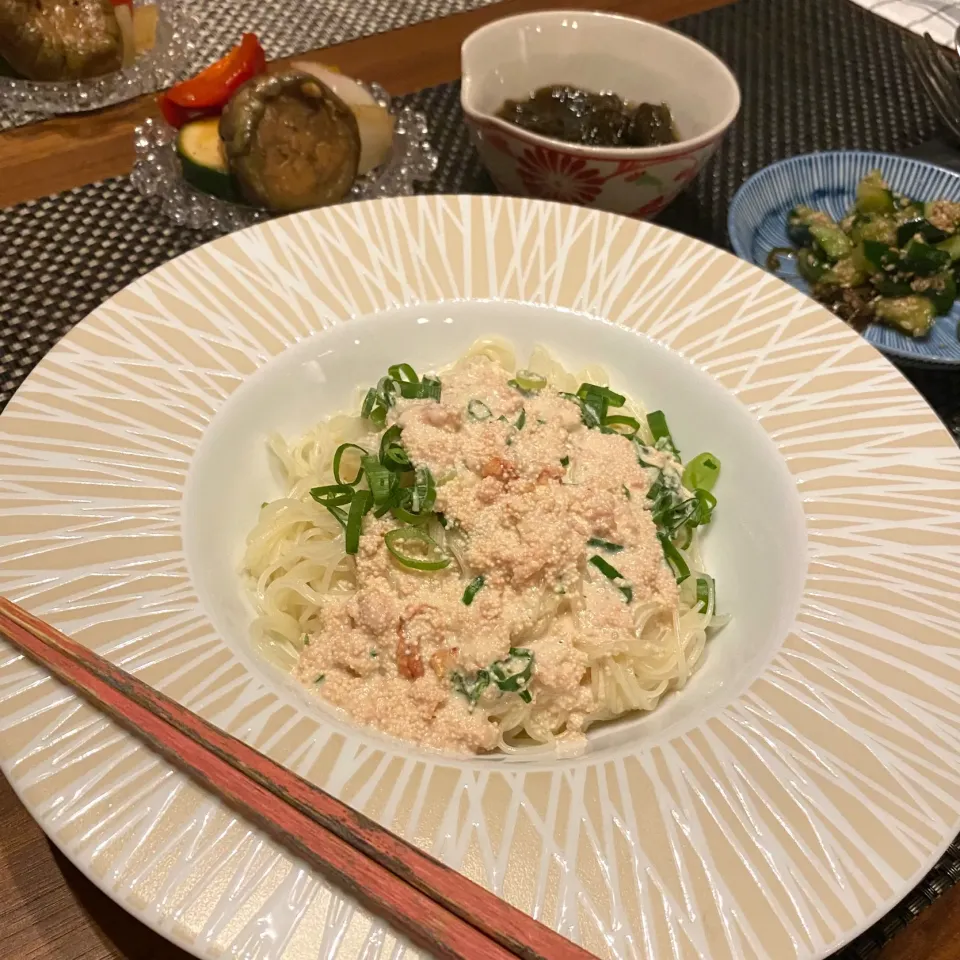 揖保乃糸で明太クリーム素麺|麻紀子さん