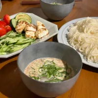 Snapdishの料理写真:夏野菜トッピング・素麺|takosさん