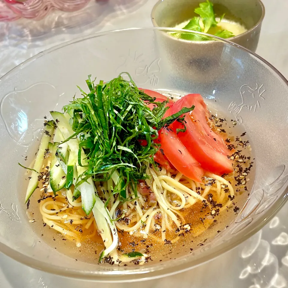 揖保乃糸で冷やし梅拉麺|ぎんさん