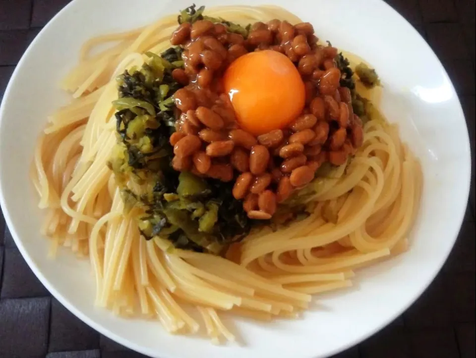 納豆と高菜のスパゲッティ|大夢さん