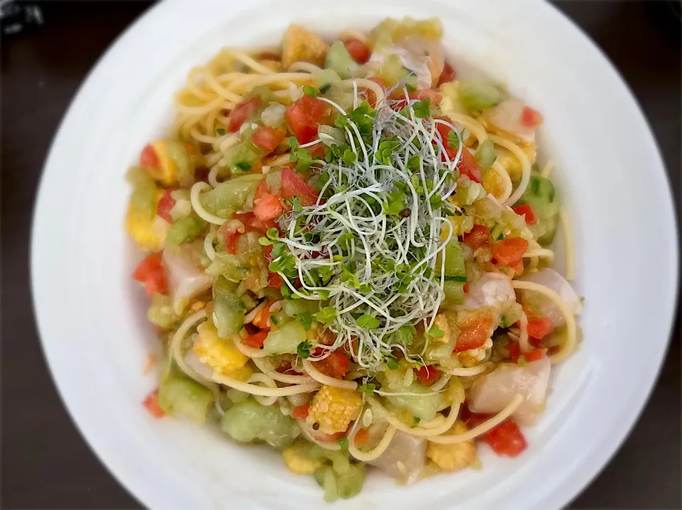 帆立と夏野菜のパスタ|imachanさん