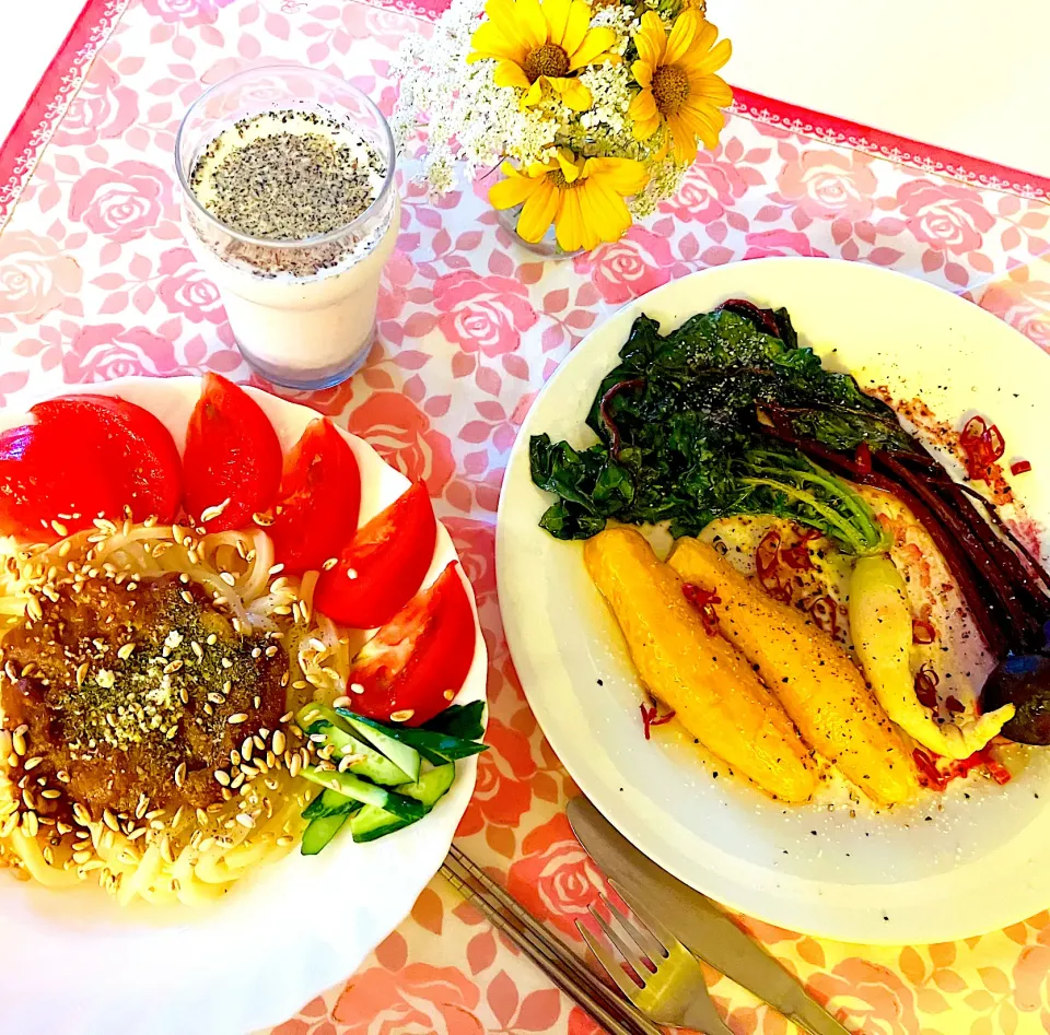 カレーうどんと野菜ステーキ🥬|HAMI69さん