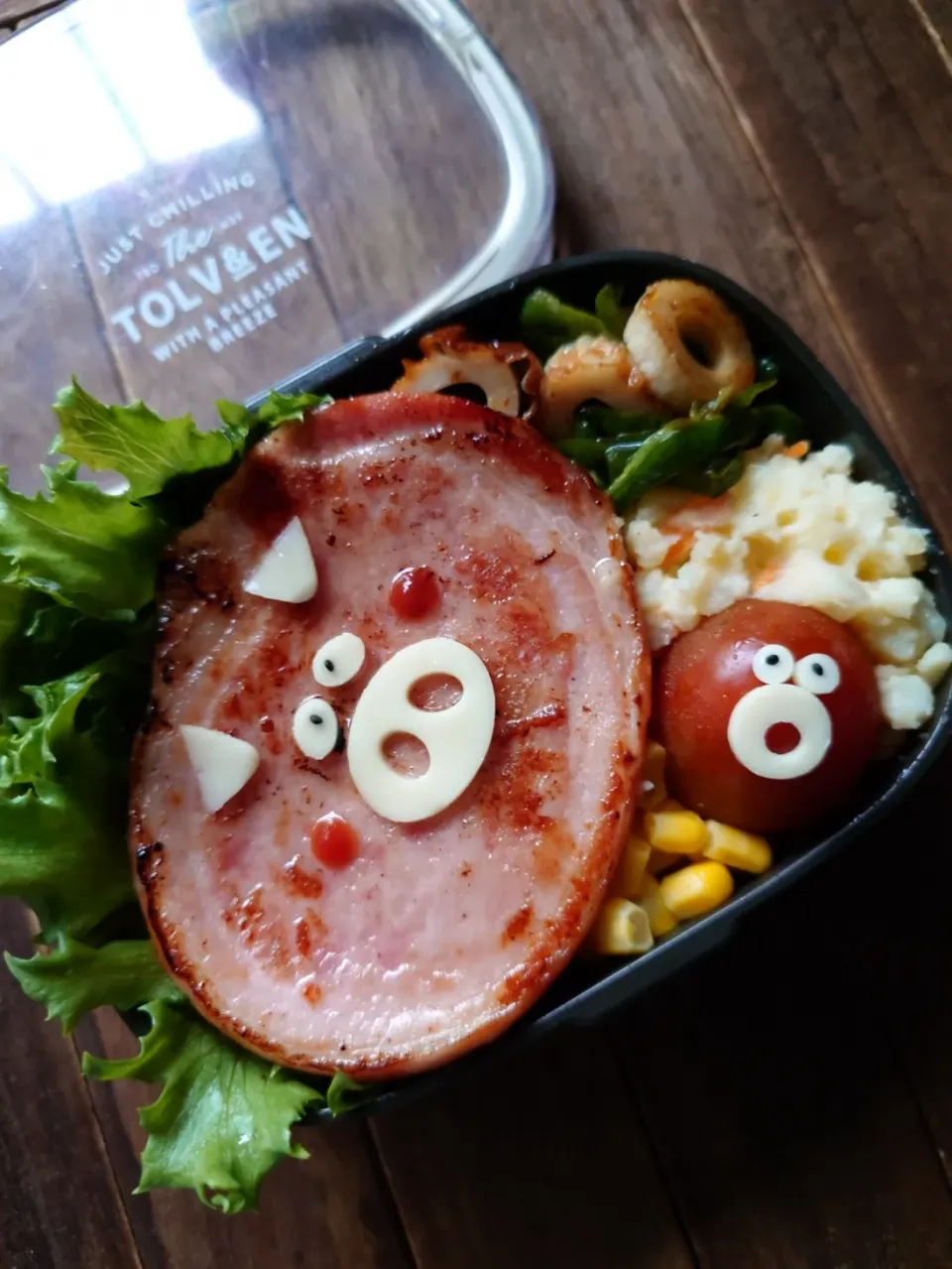 漢の…次女用🍱白飯の下にもハムステーキ弁当|ᵏᵒᵘさん