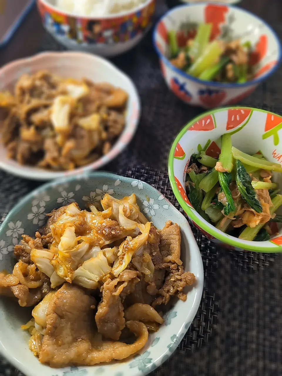 焼き肉＆小松菜のツナポン酢和え|テケテケさん