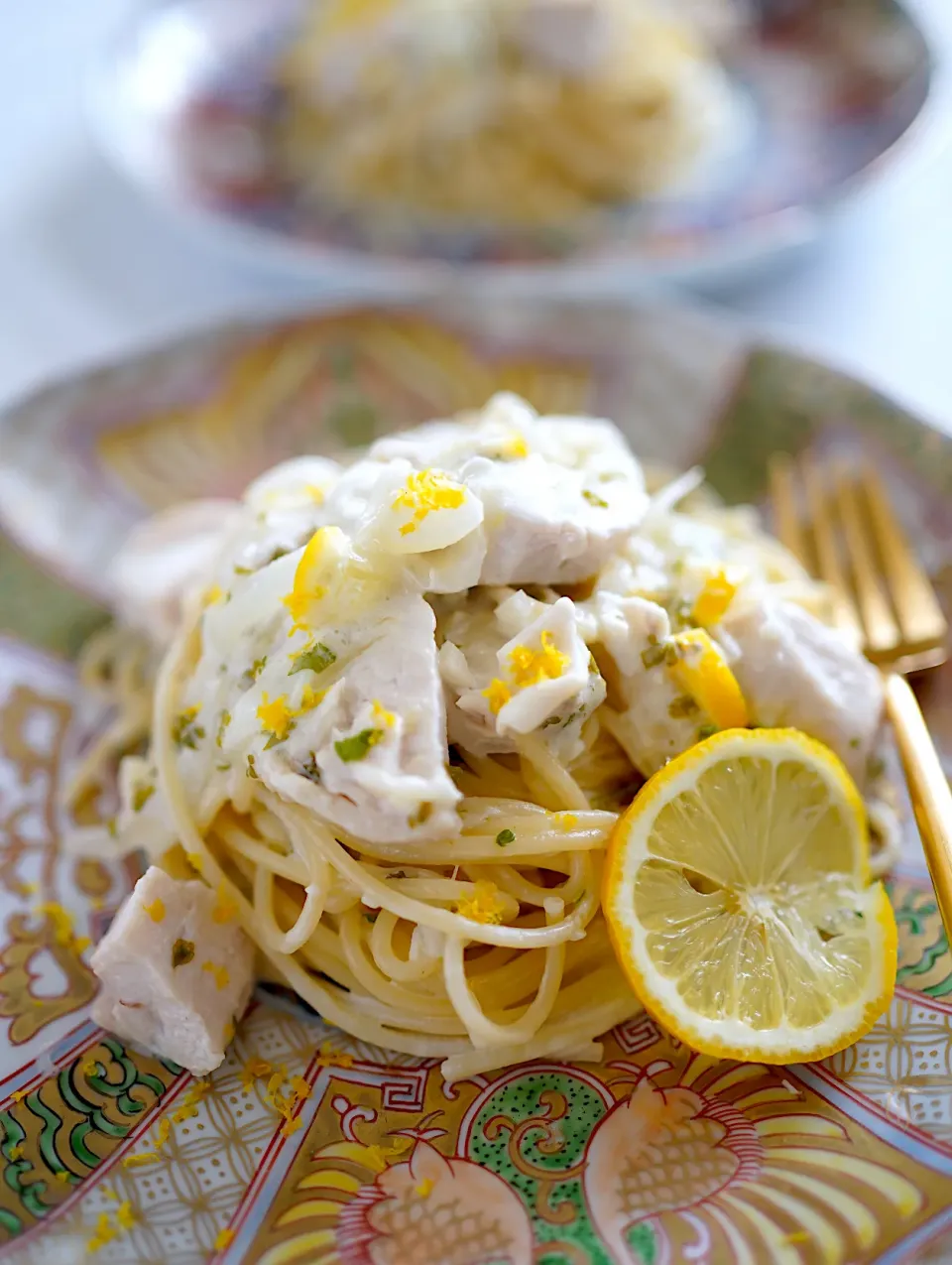 Junさんの料理 レモン塩糀で鶏ハムdeレモンクリームパスタ🍋|てつやさん