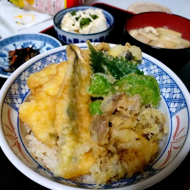 トビウオ天丼
冷奴ネギマヨポン酢
ひじき煮物
味噌汁|ariyo4200さん