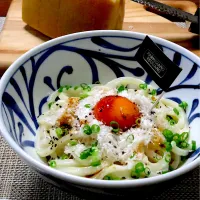 ⑩Kさんの料理 卵白カルボナーラ からの　釜玉パルミジャーノうどん