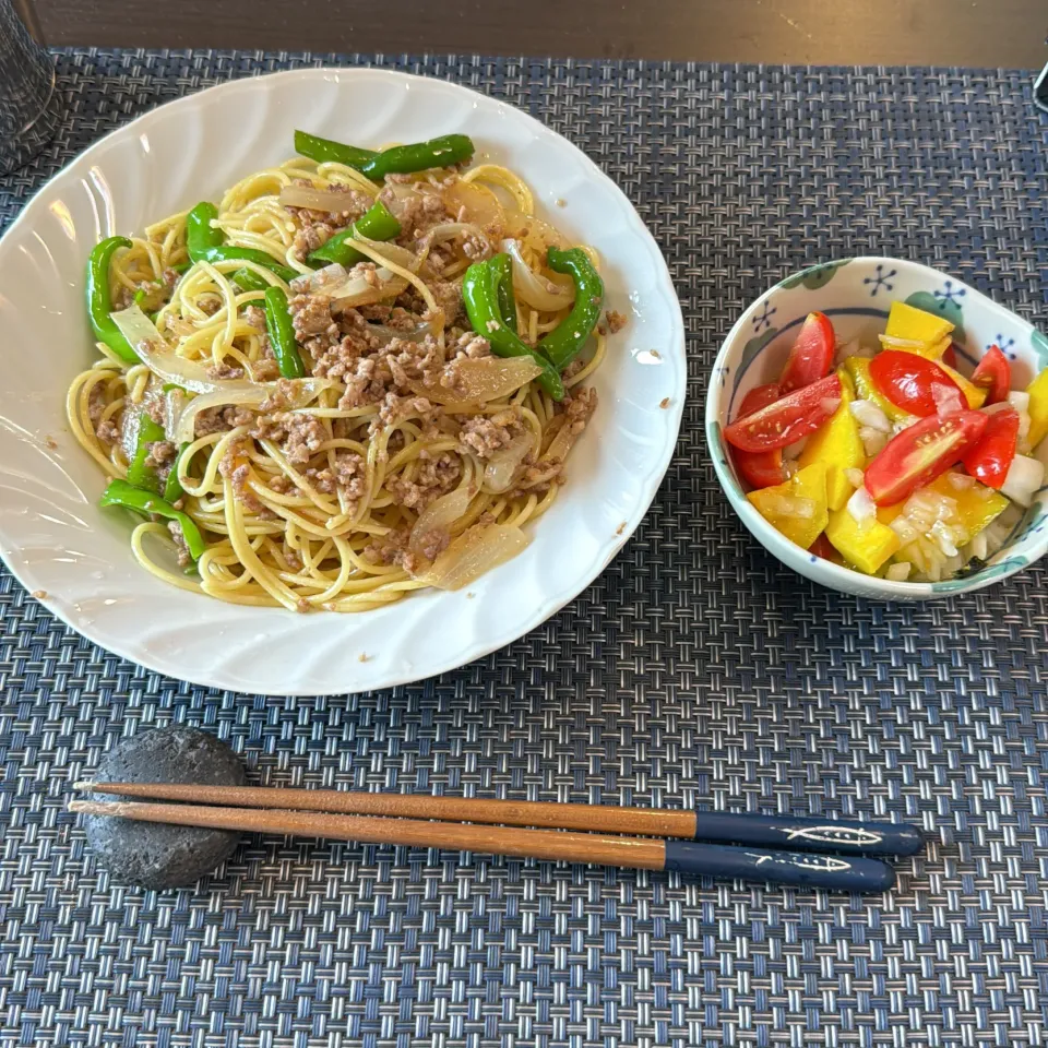 伏見とうがらしのパスタ・カボチャとミニトマトのマリネ|a-parkさん