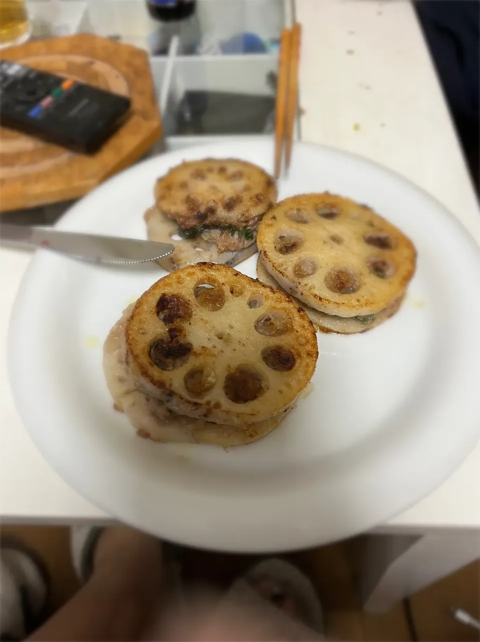 Snapdishの料理写真:れんこんはさみ揚げ|むぎさん