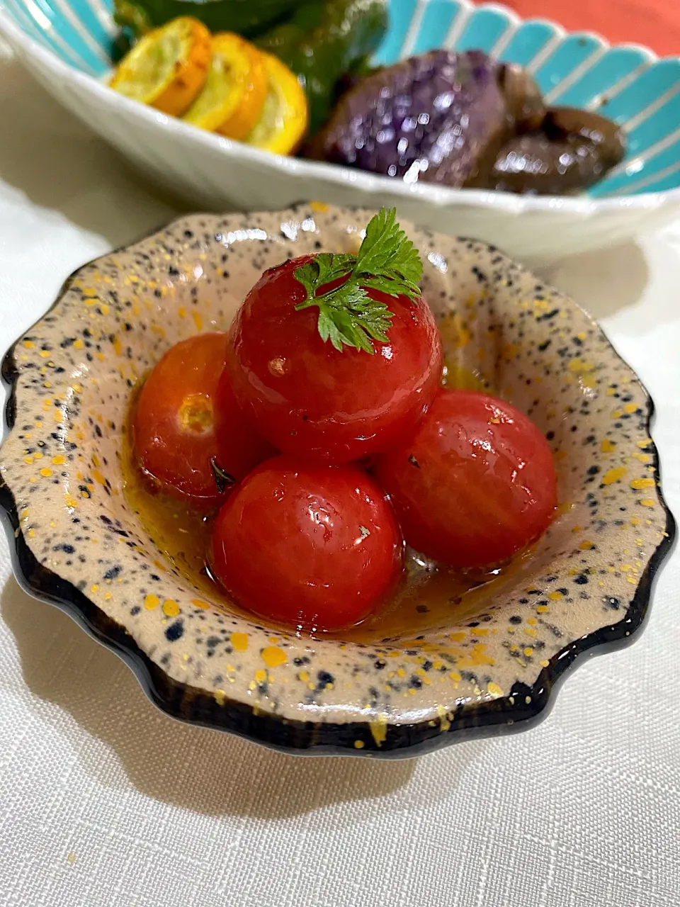 Snapdishの料理写真:新味料⭐︎トマトのマリネ|休日限定ままさん