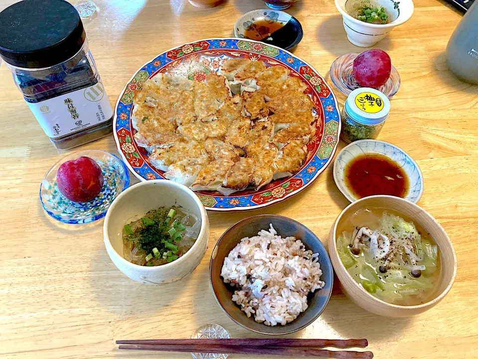 Snapdishの料理写真:餃子🥟のお肉はもちろん、塩糀パウダーふりふり5分置いて大豆ミンチを半分混ぜて👍|さくたえさん