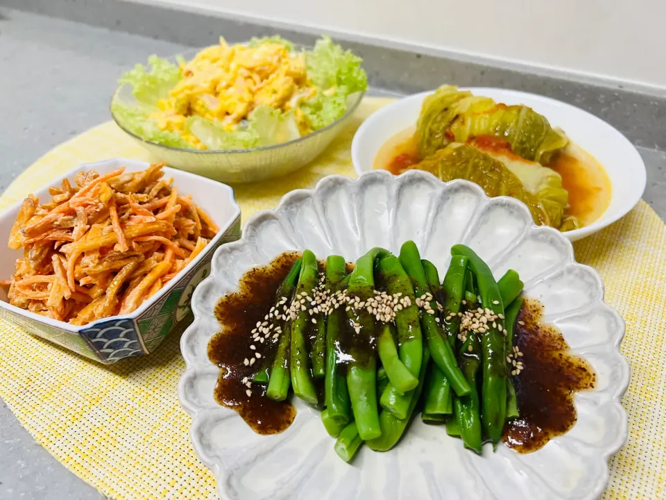 Snapdishの料理写真:「インゲンの胡麻味噌かけ」|バシュランさん