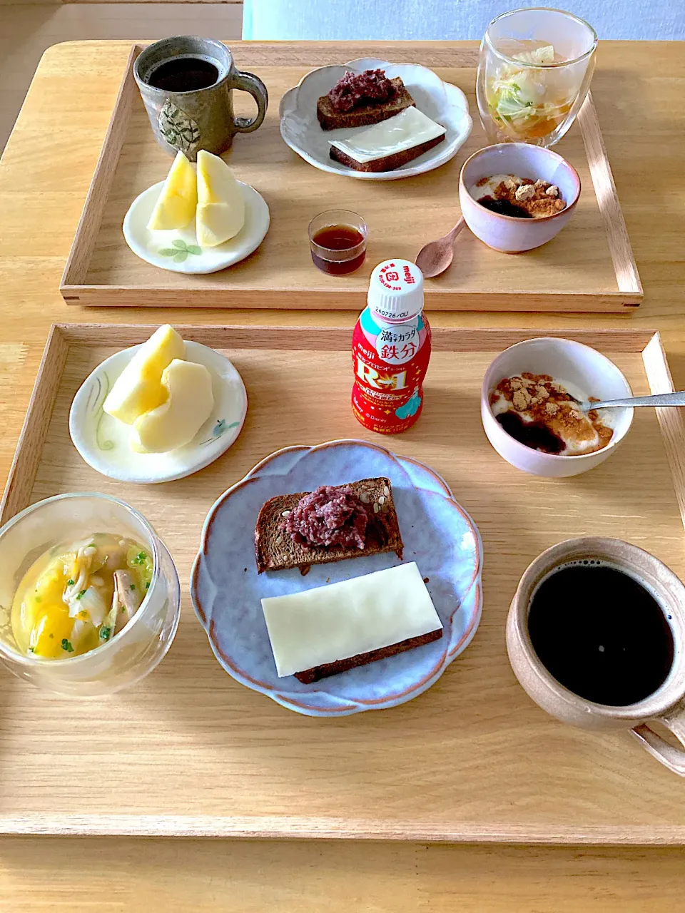 Snapdishの料理写真:朝ごはん。雨の連休は家でゆっくり過ごしました🌱|さくたえさん