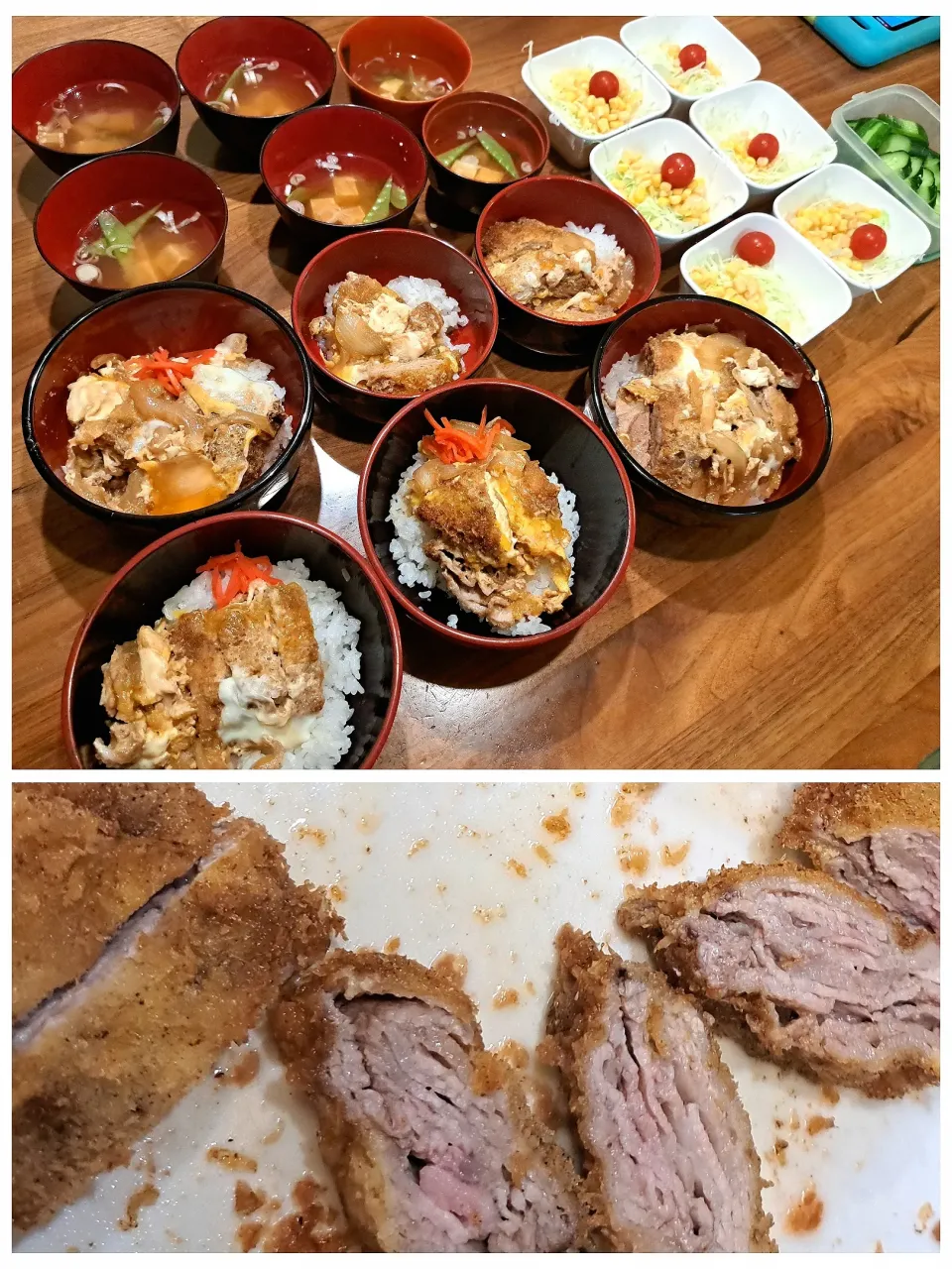 豚こまカツ丼　千キャベコーンサラダ　絹さや豆腐わかめみそ汁|m aさん