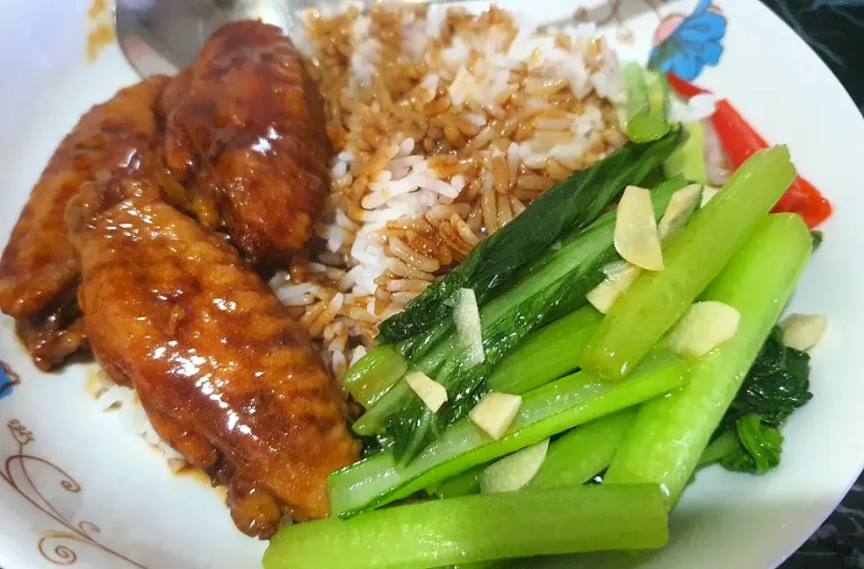 simple dinner 
sesame chicken + stir fry chye sim with rice 🥰|🌷lynnlicious🌷さん