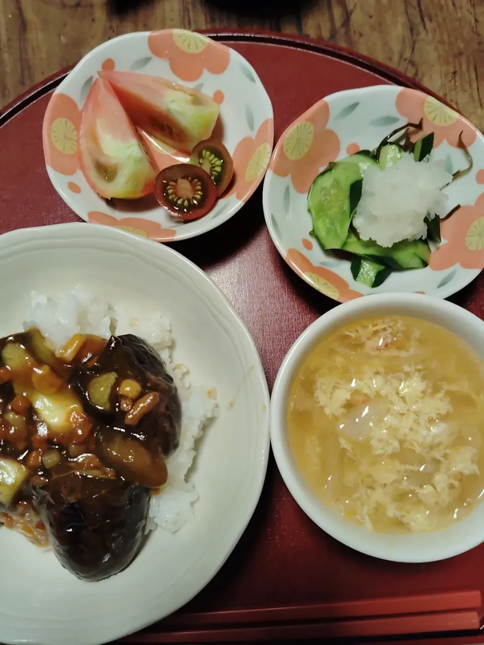 麻婆茄子丼とかきたま汁|由紀子さん