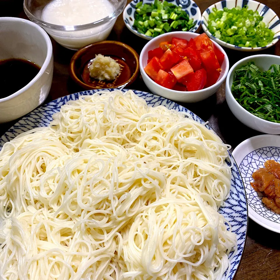 薬味いろいろ素麺|ち　ま　きさん