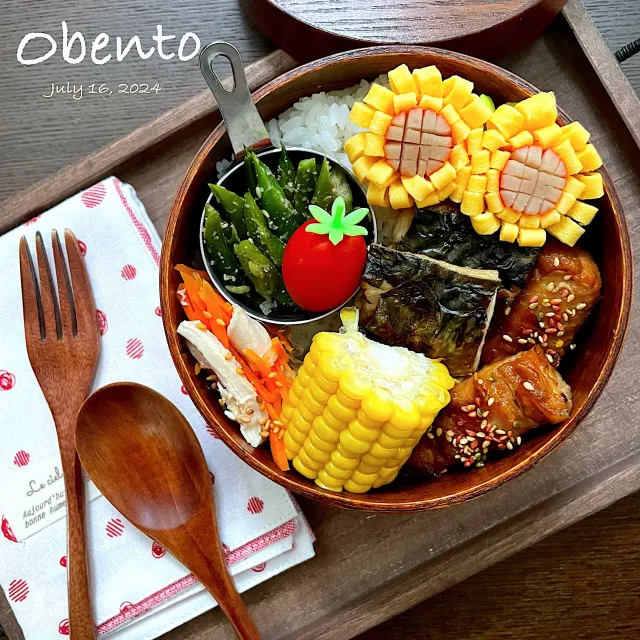 Snapdishの料理・レシピ写真:向日葵🌻弁当🍱｜今年は早々咲きます〜ひまわり弁当