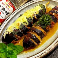 Snapdishの料理写真:ハッセルバック茄子🍆豚肉チーズと大葉