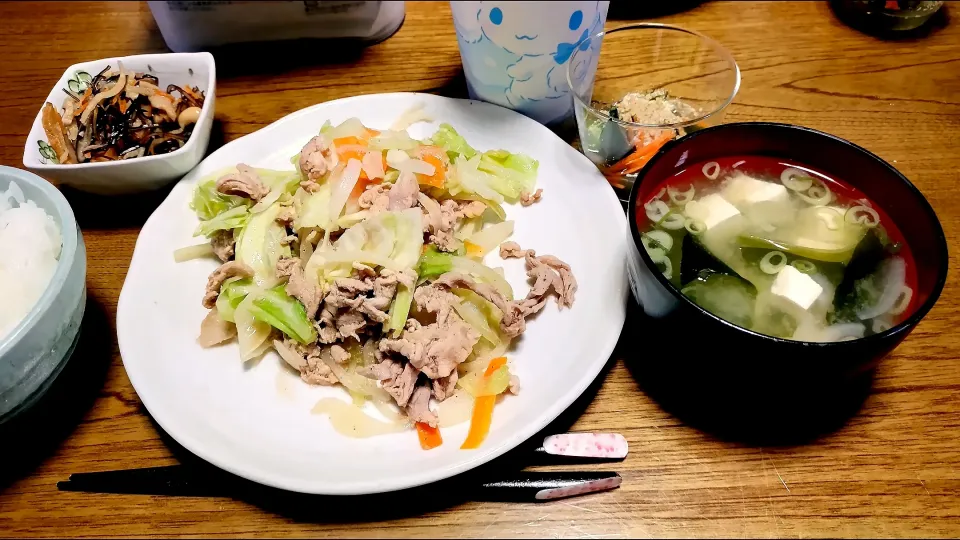 シンプル◎肉野菜炒め定食|えぃみぃさん