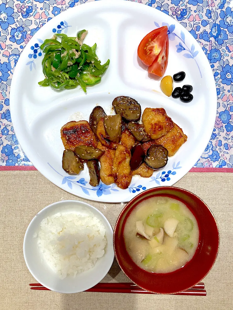 胸肉と茄子の甘酢漬けと無限ピーマン|おしゃべり献立さん