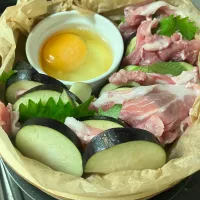 Snapdishの料理写真:茄子と豚肉と紫蘇のせいろ蒸し|よしぽんさん