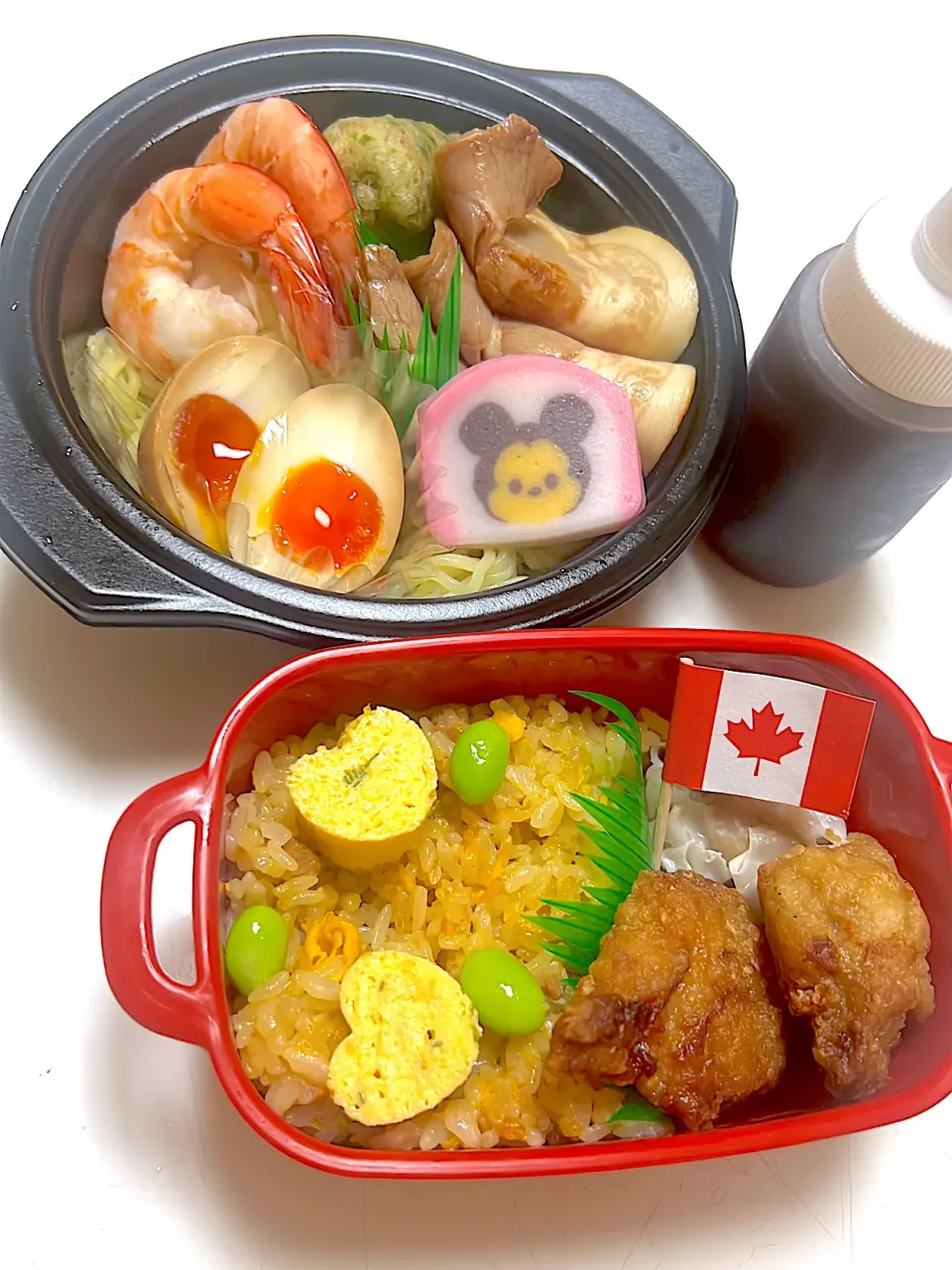 Snapdishの料理写真:冷やしラーメン🍜➕チャーハン弁当|日野久美さん